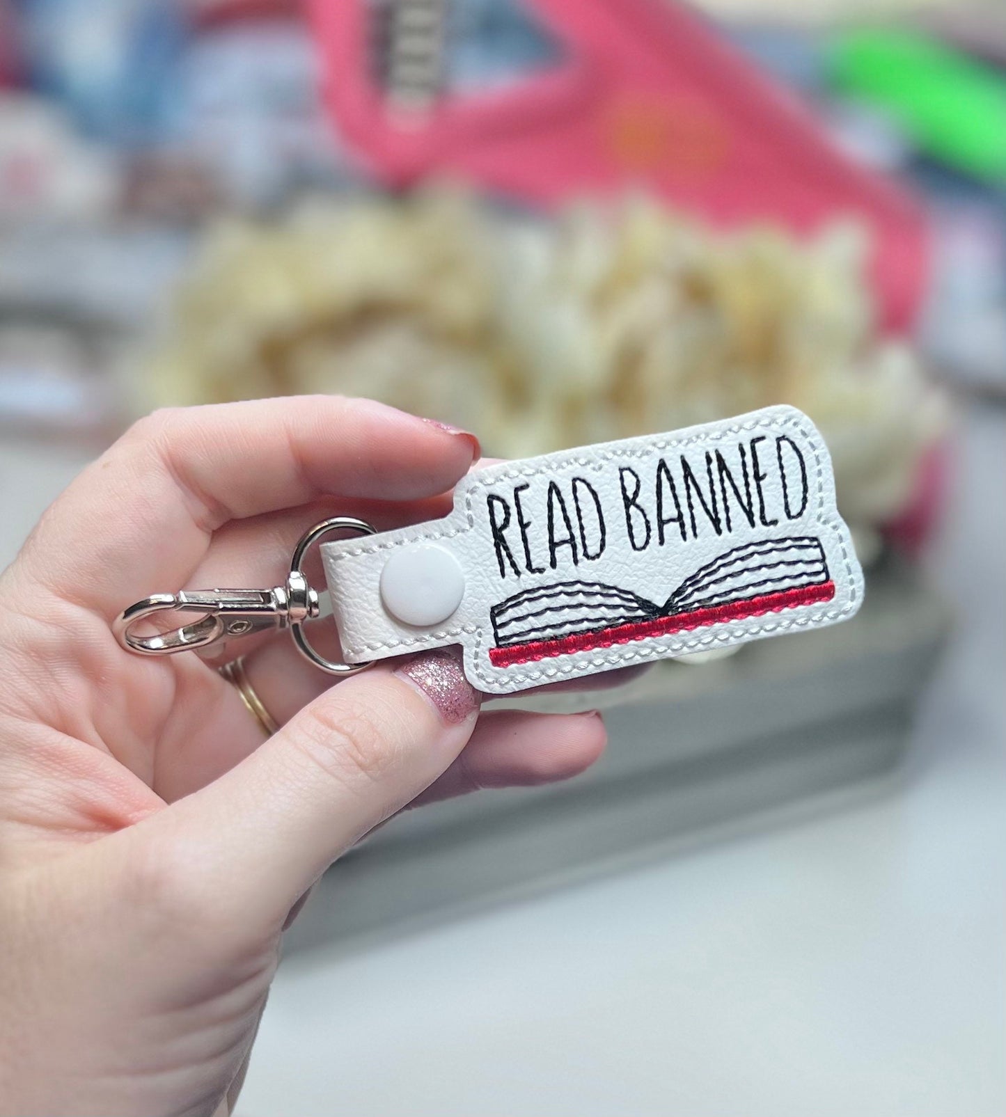 Read Banned Books Keychain Snap Tab