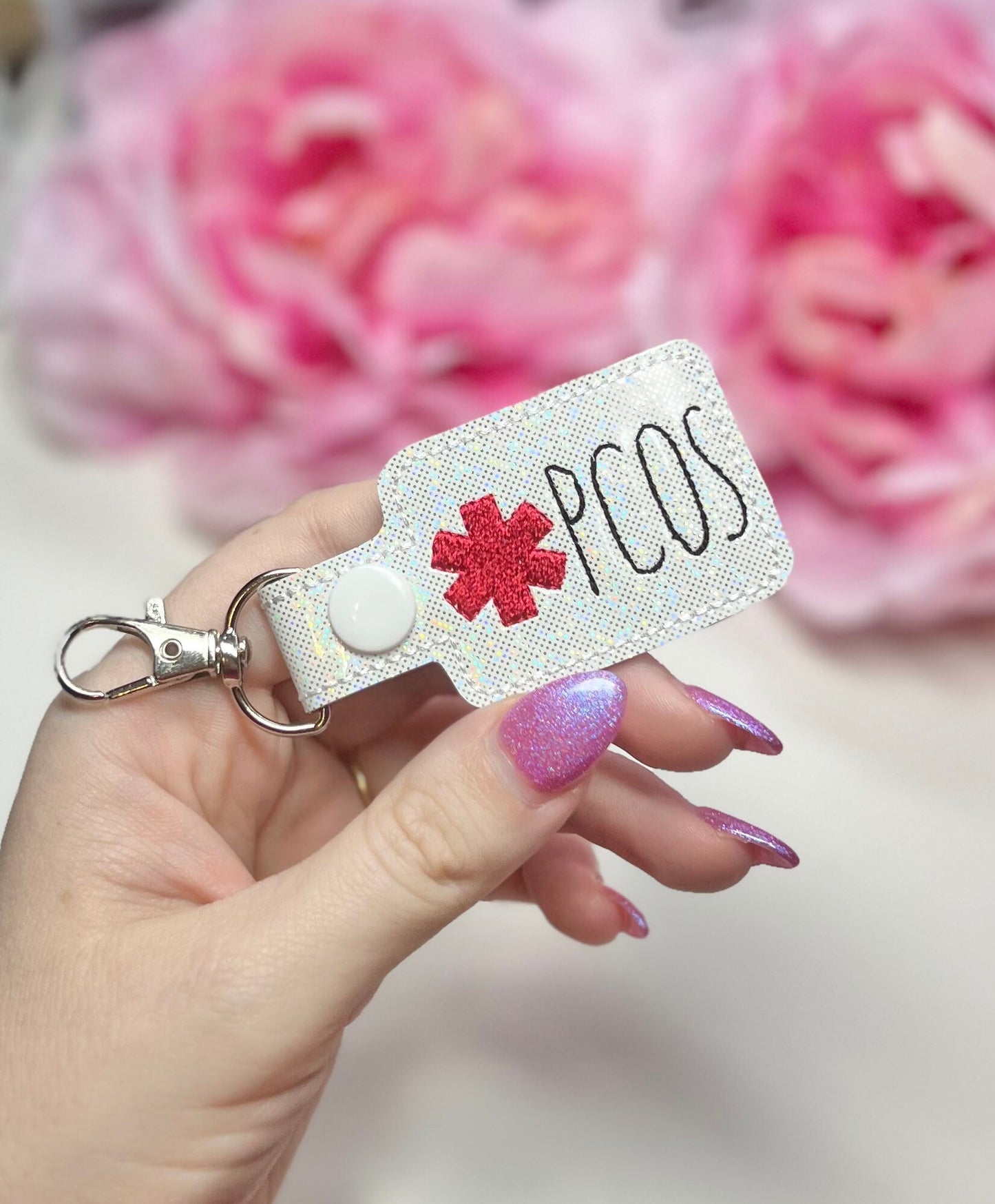 PCOS Medical Awareness Snap Tab Keychain Key Ring