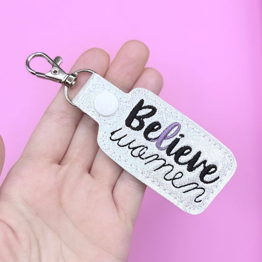 Believe Women Awareness Purple Ribbon Keychain