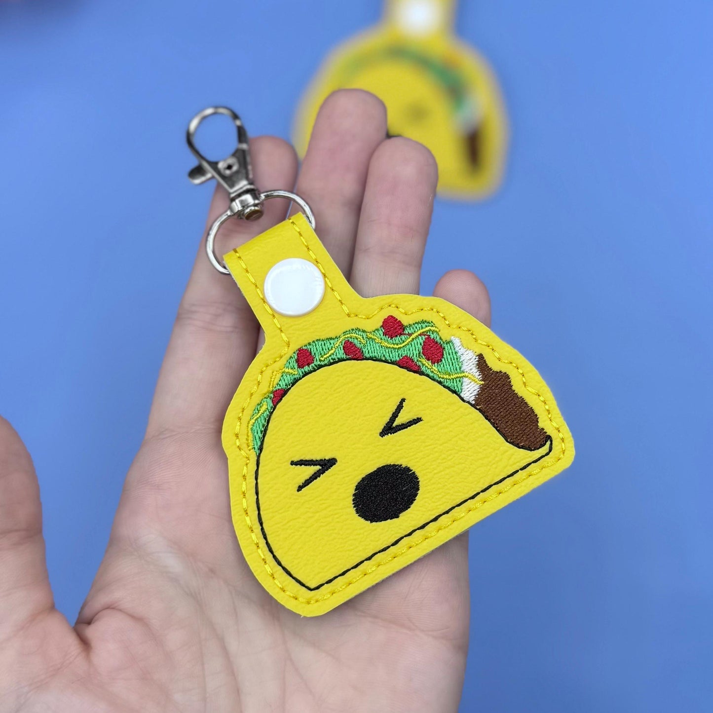 Crying TACO Keychain lanyard key ring snap tab