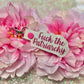 Fuck the Patriarchy Keychain Embroidered WHITE vinyl and Glimmer