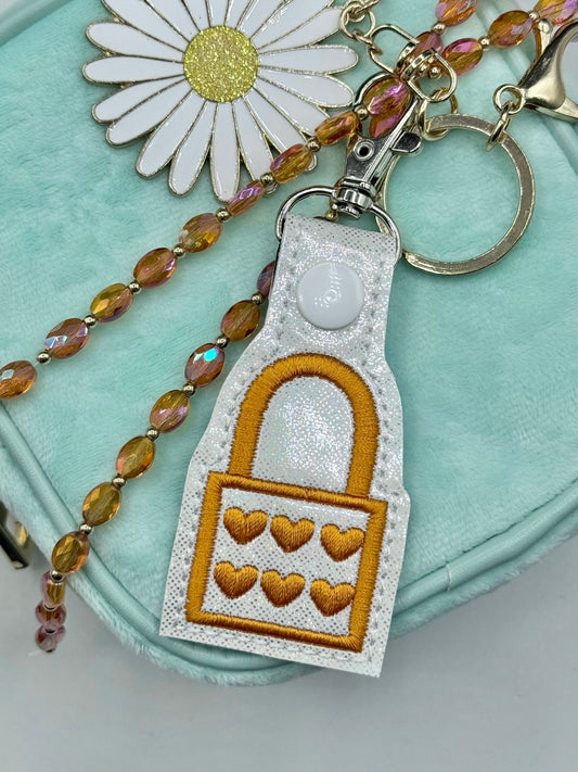 Orange Lock to my Heart Keychain Padlock Showgirl