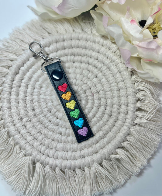 Rainbow Hearts Skinny Snap Tab Keychain Pride 2022