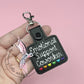 Emotional Support Coworker Keychain - Black with Rainbow Hearts